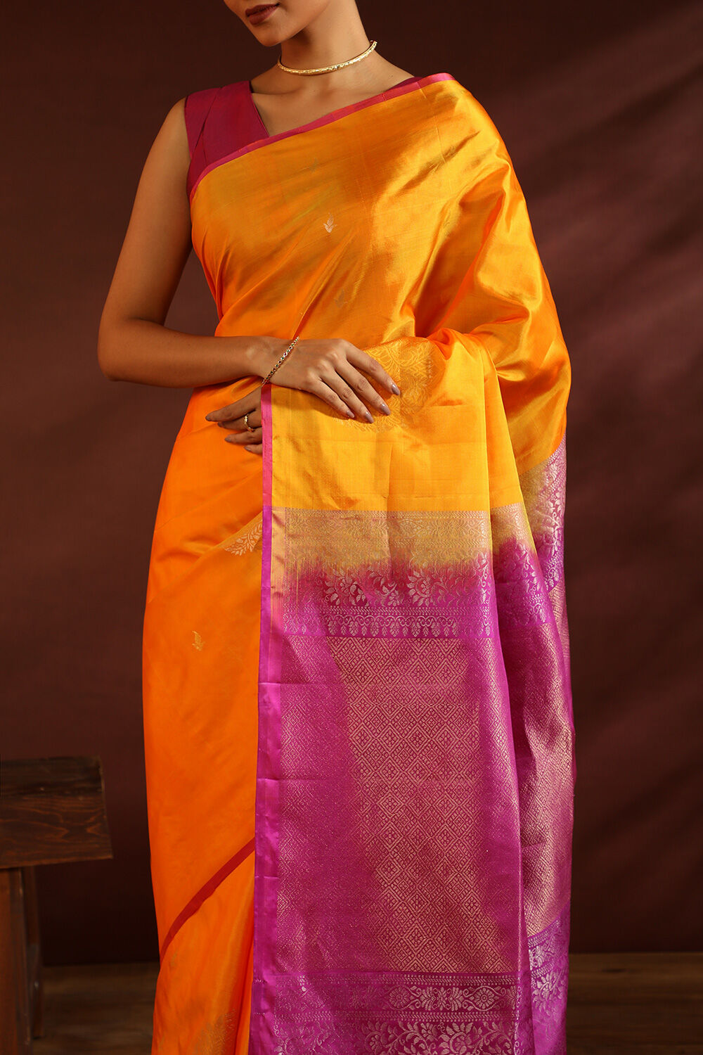 Yellow South Pure Silk Woven Saree image number null