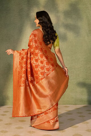Orange Woven Pure Viscose Saree thumbnail image number null