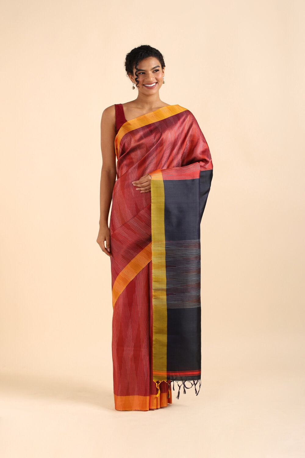 Red Pure Silk Bengal Saree image number null