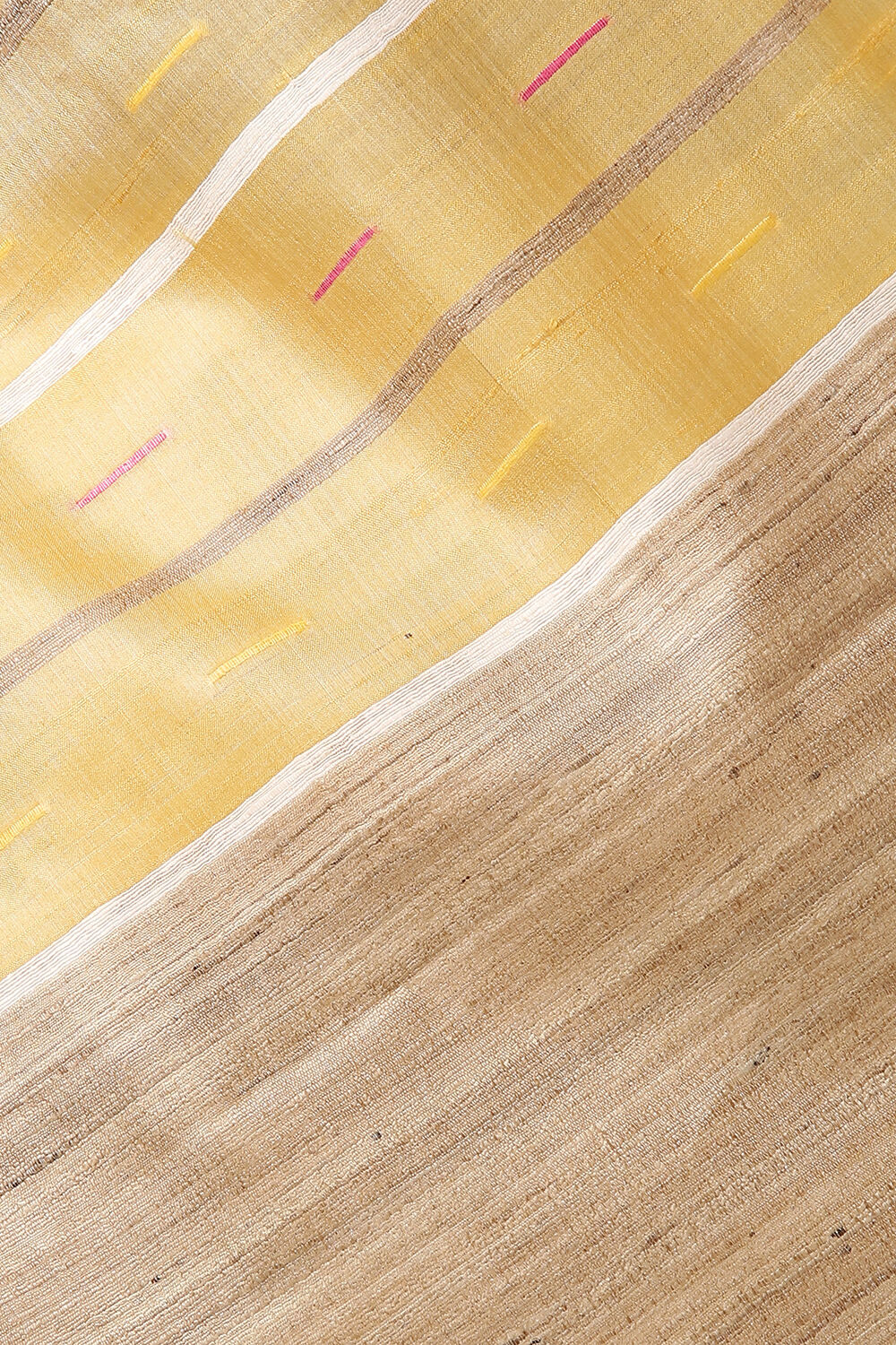 Yellow Pure Tussar Silk Woven Saree image number null