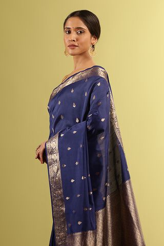 Dark Blue Silk Viscose Woven Saree thumbnail image number null