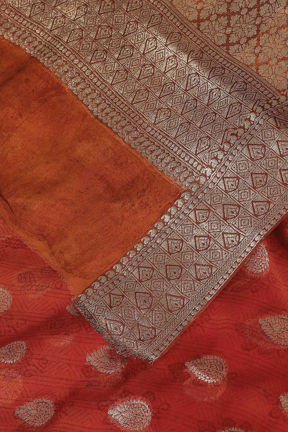 Orange Viscose Georgette Banarasi Saree image number null