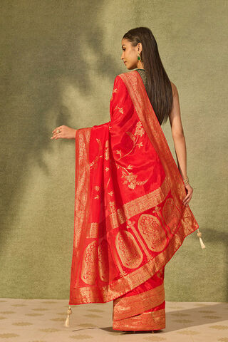 Red Woven Pure Viscose Saree thumbnail image number null