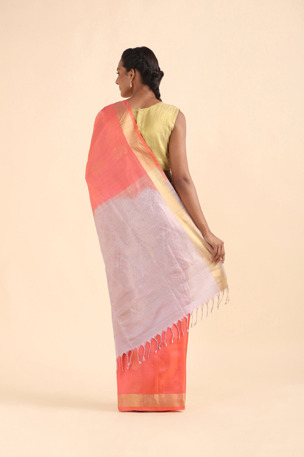 Light Orange Pure Soft Silk Saree image number null