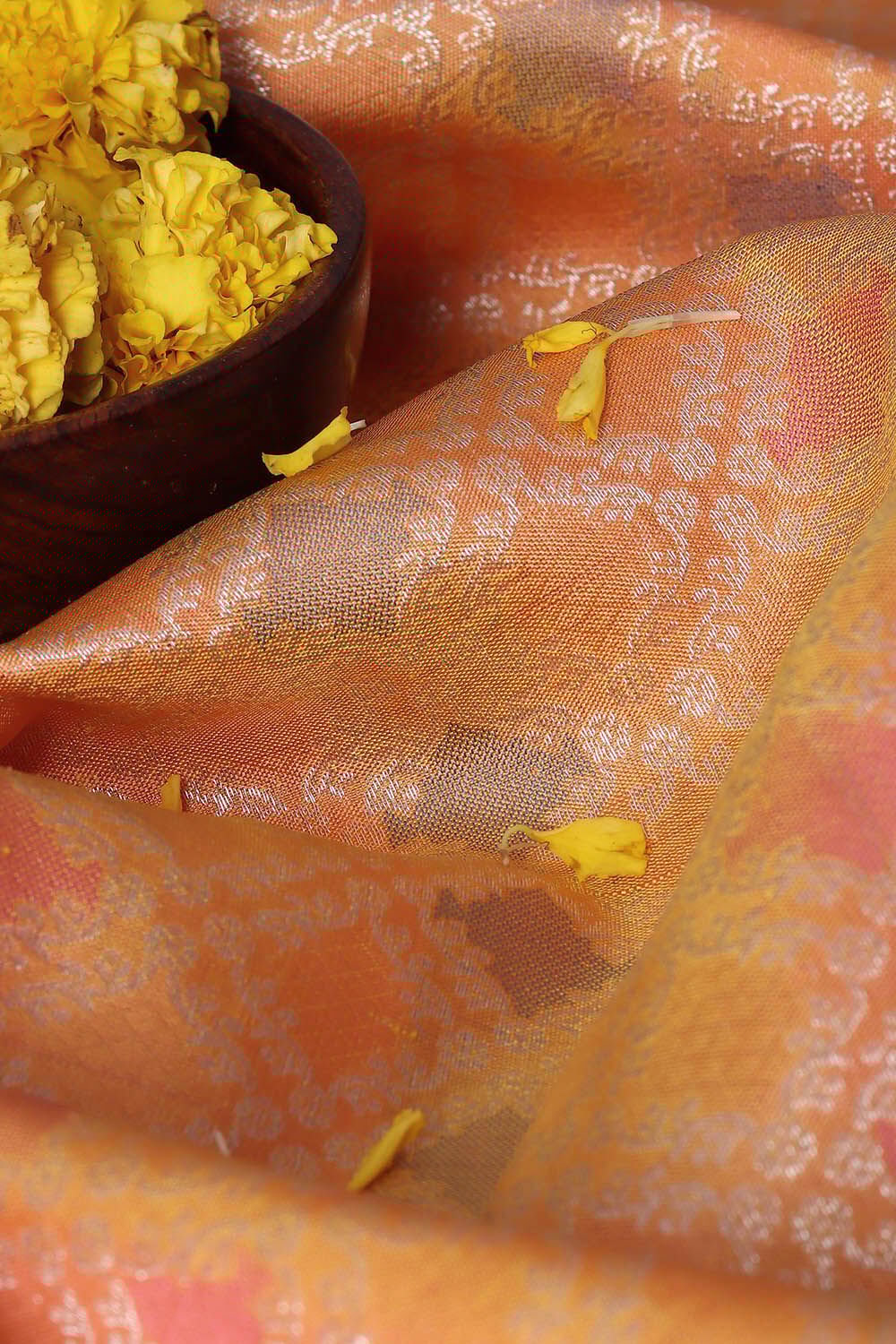 Light Orange Pure Silk Kanjivaram Saree image number null