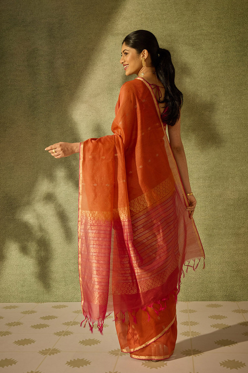 Light Orange Woven South Pure Silk Cotton Saree image number null