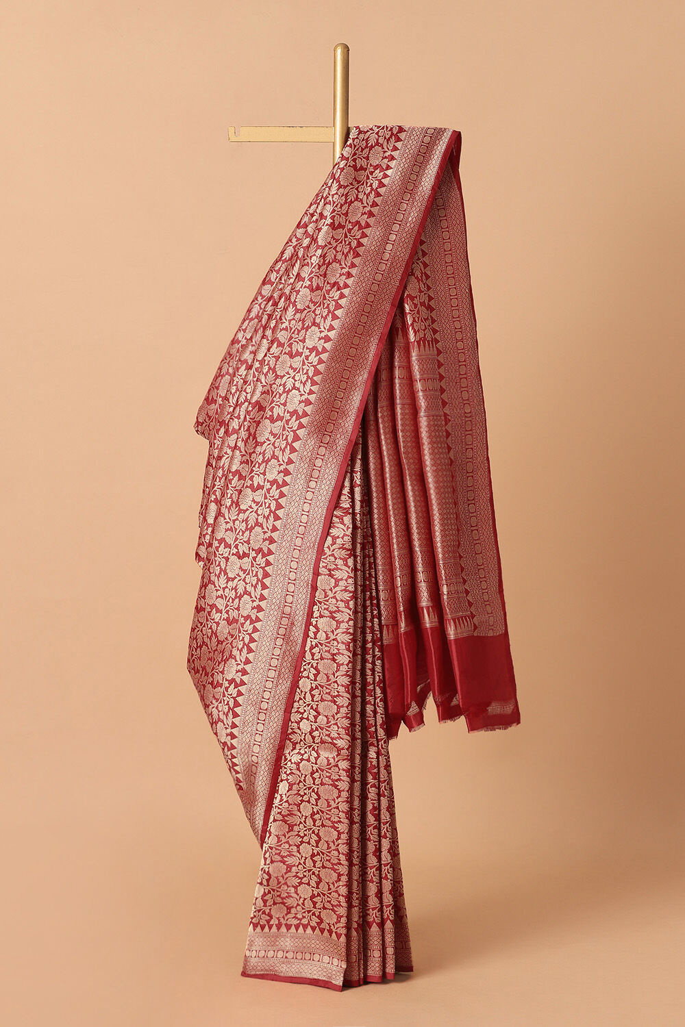 Red Pure Silk Banarasi Brocade Saree image number null
