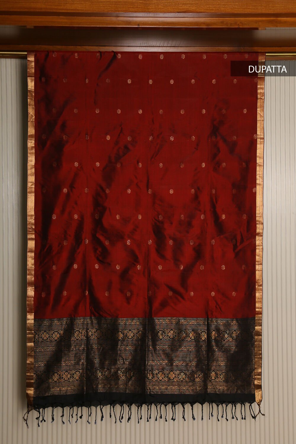 Black Pure Silk Suit Set with Dupatta and Bottom Fabric image number null