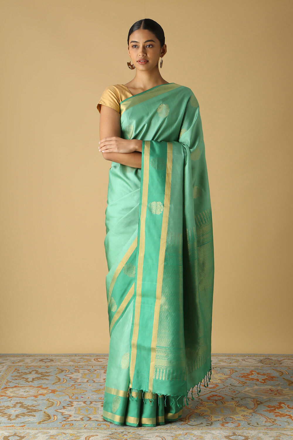 Light Green Pure Silk South Saree image number null