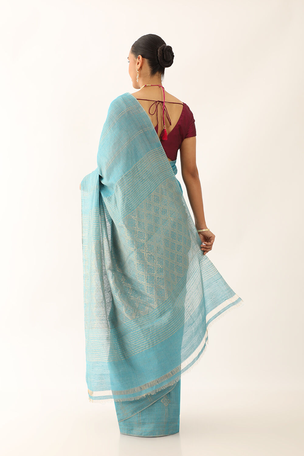 Light Blue Chattisgarh Pure Silk Tissue Woven Saree image number null