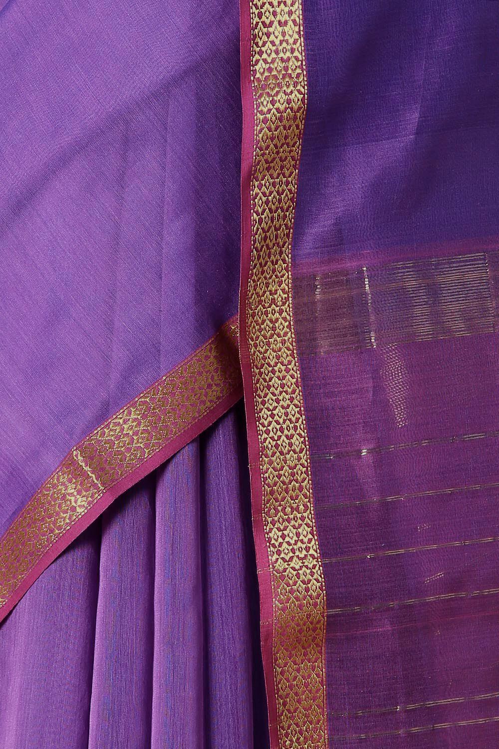 Purple Pure Silk Cotton Maheswari Saree image number null
