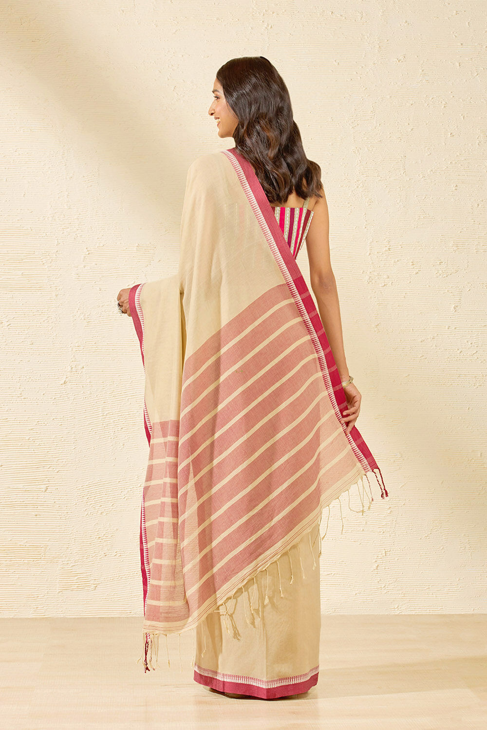 Dark Beige Pure Mul Cotton Saree main image 0
