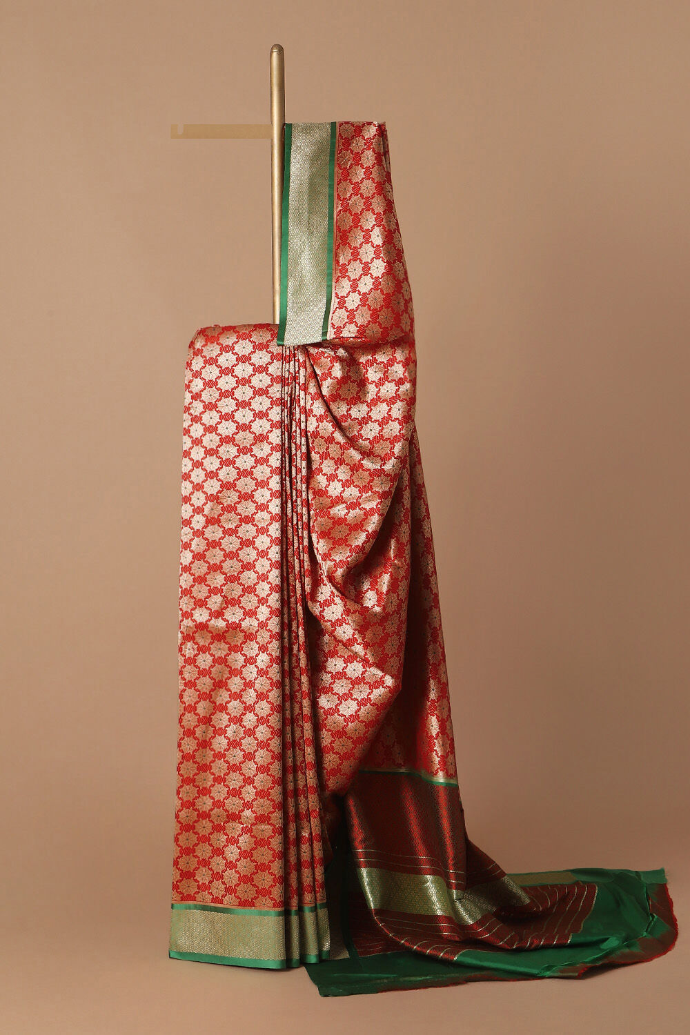 Red Pure Silk Banarasi Brocade Saree image number null