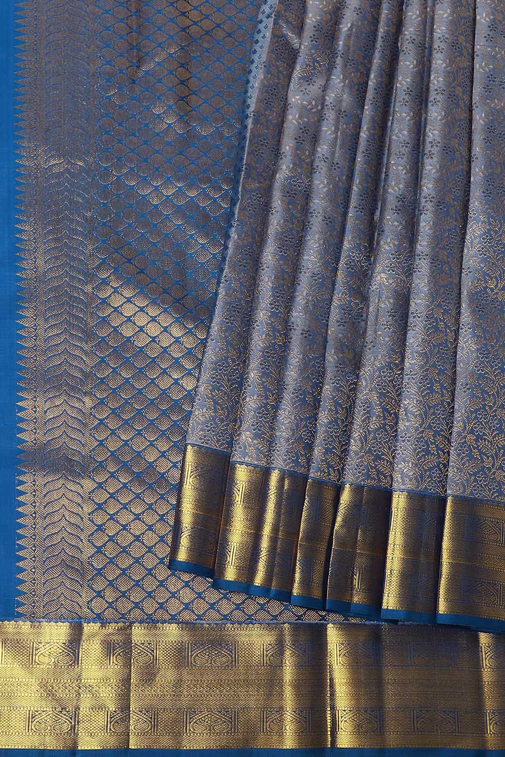 Grey Pure Silk Kanjivaram Saree image number null