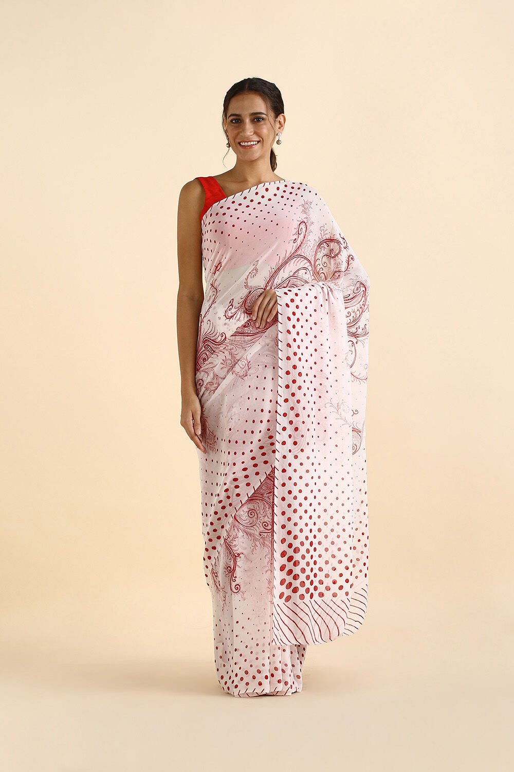 White Viscose Georgette Printed Saree image number null