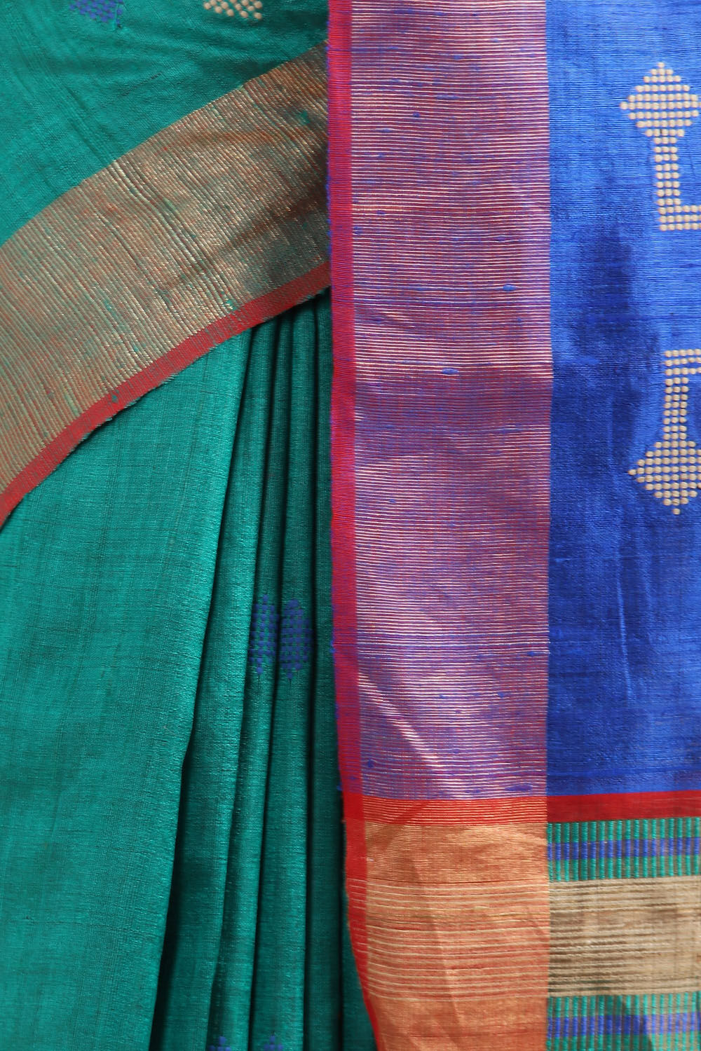 Green Pure Tussar Silk Bhagalpuri Saree image number null