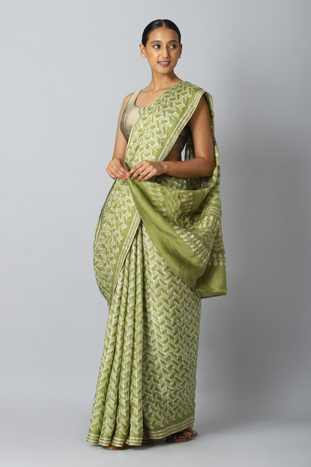 Dark Green Pure Luxe Vegan Saree image number null
