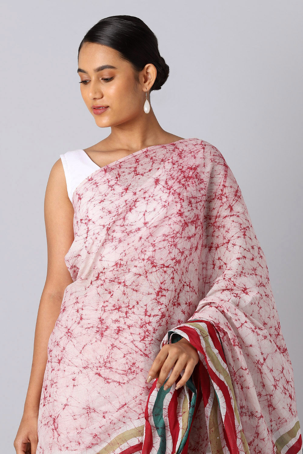Red Pure Cotton Batik Saree image number null