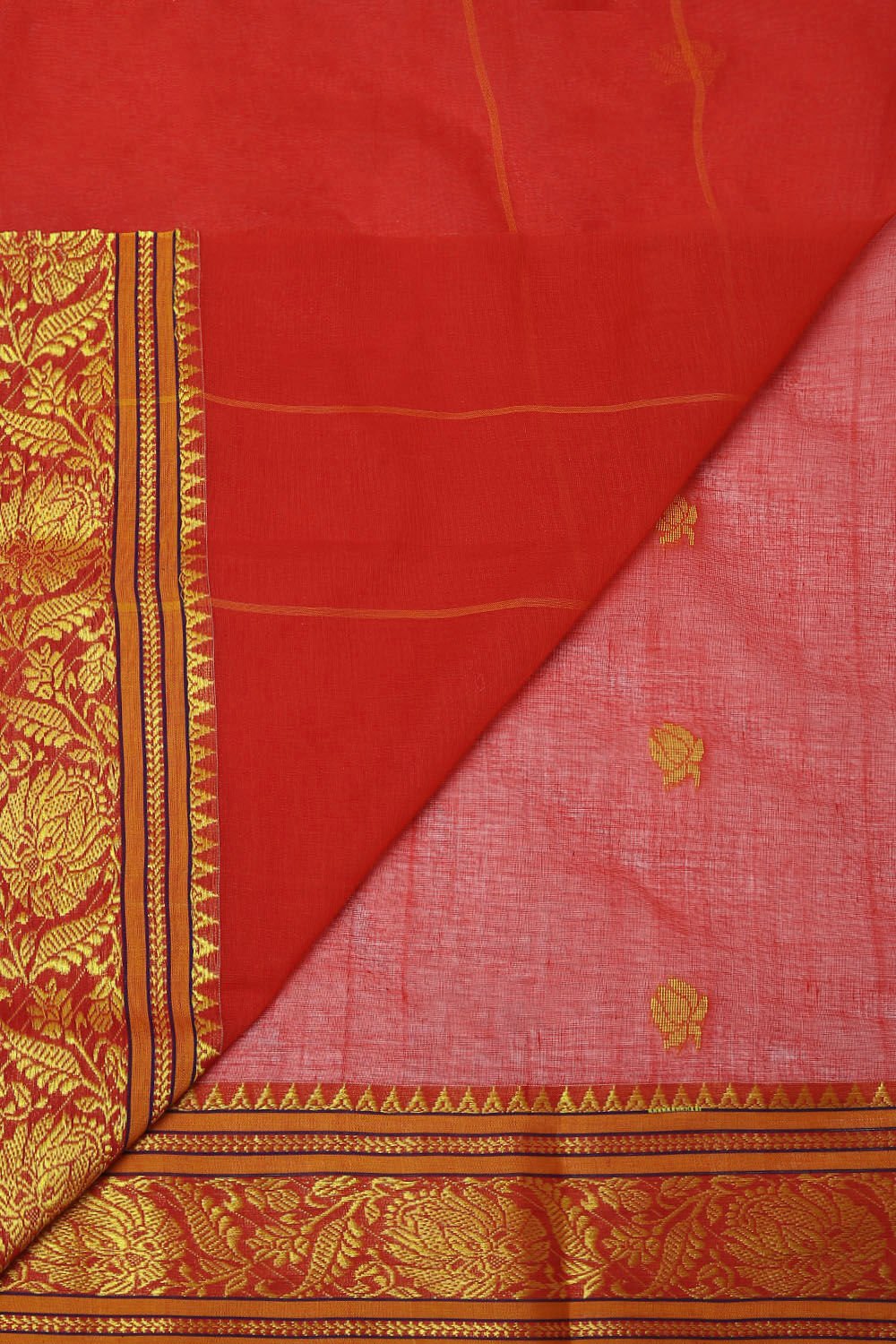 Red Pure Cotton Jamdani Saree image number null