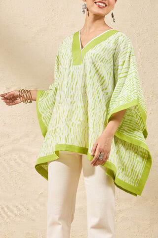 Light Green Pure Cotton Tie and Dye Shibori Short Top thumbnail image number null