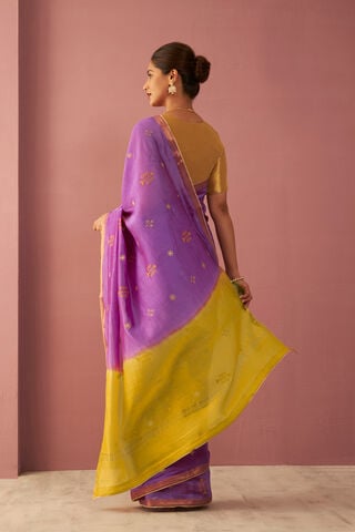 Purple Pure Silk Cotton Embroidered Saree thumbnail image number null