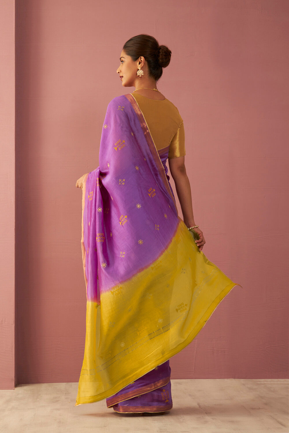 Purple Pure Silk Cotton Embroidered Saree image number null