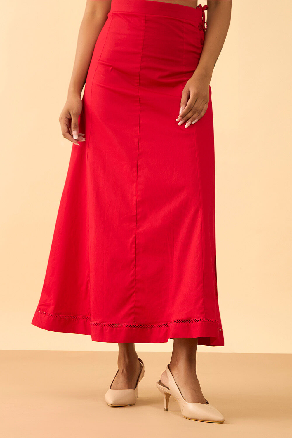 Light Red Woven Cotton Lycra Inskirt image number null