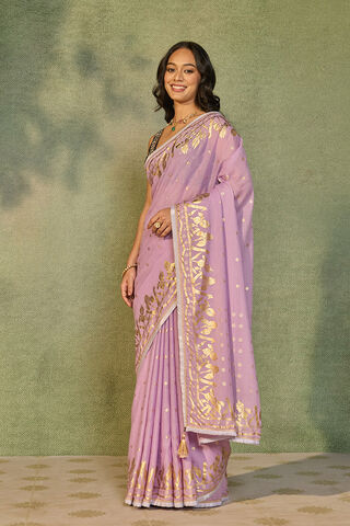 Purple Printed Cotton Viscose Saree thumbnail image number null