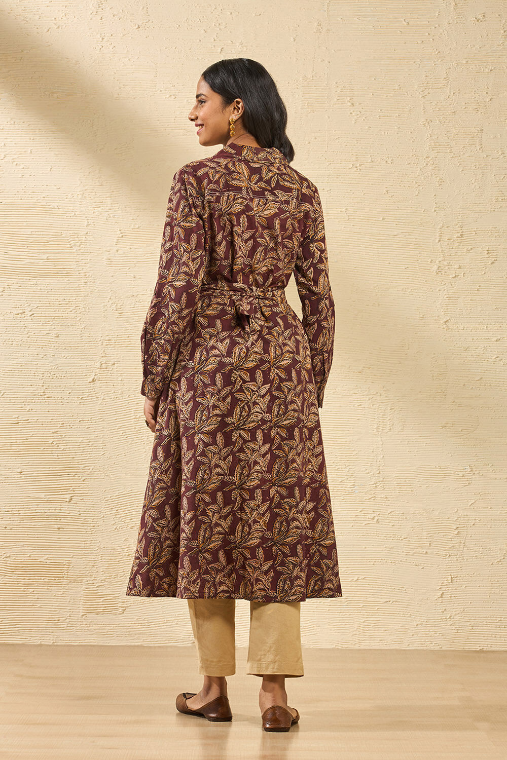 Dark Red Printed Kalamkari Pure Cotton Kurta image number null