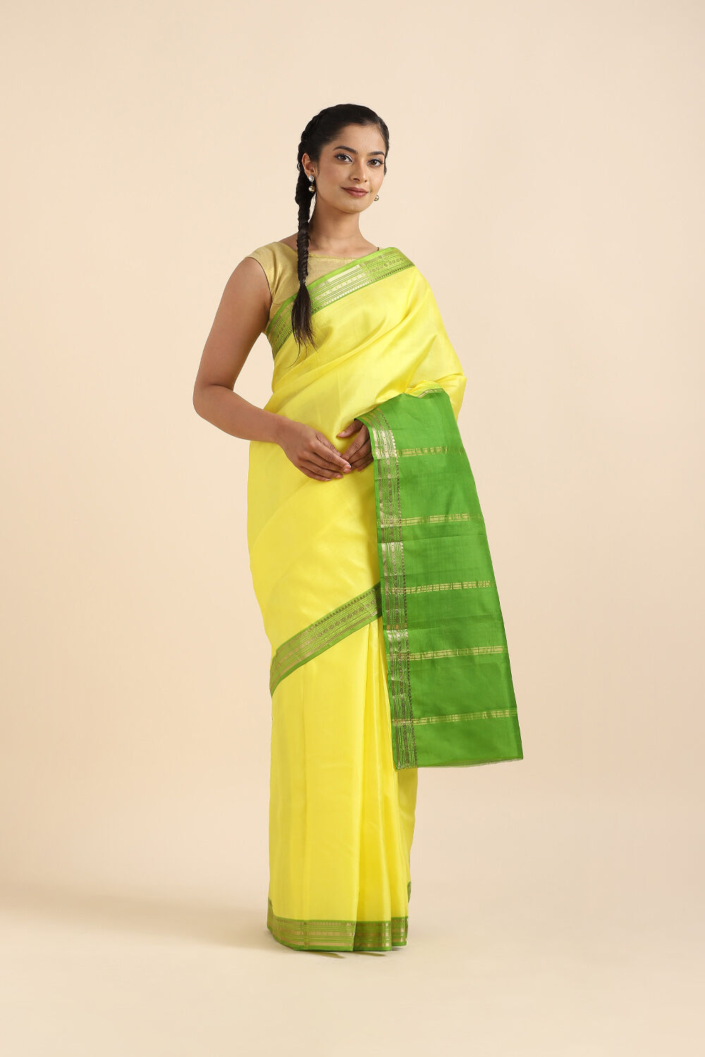 Light Yellow Pure Soft Silk Saree image number null