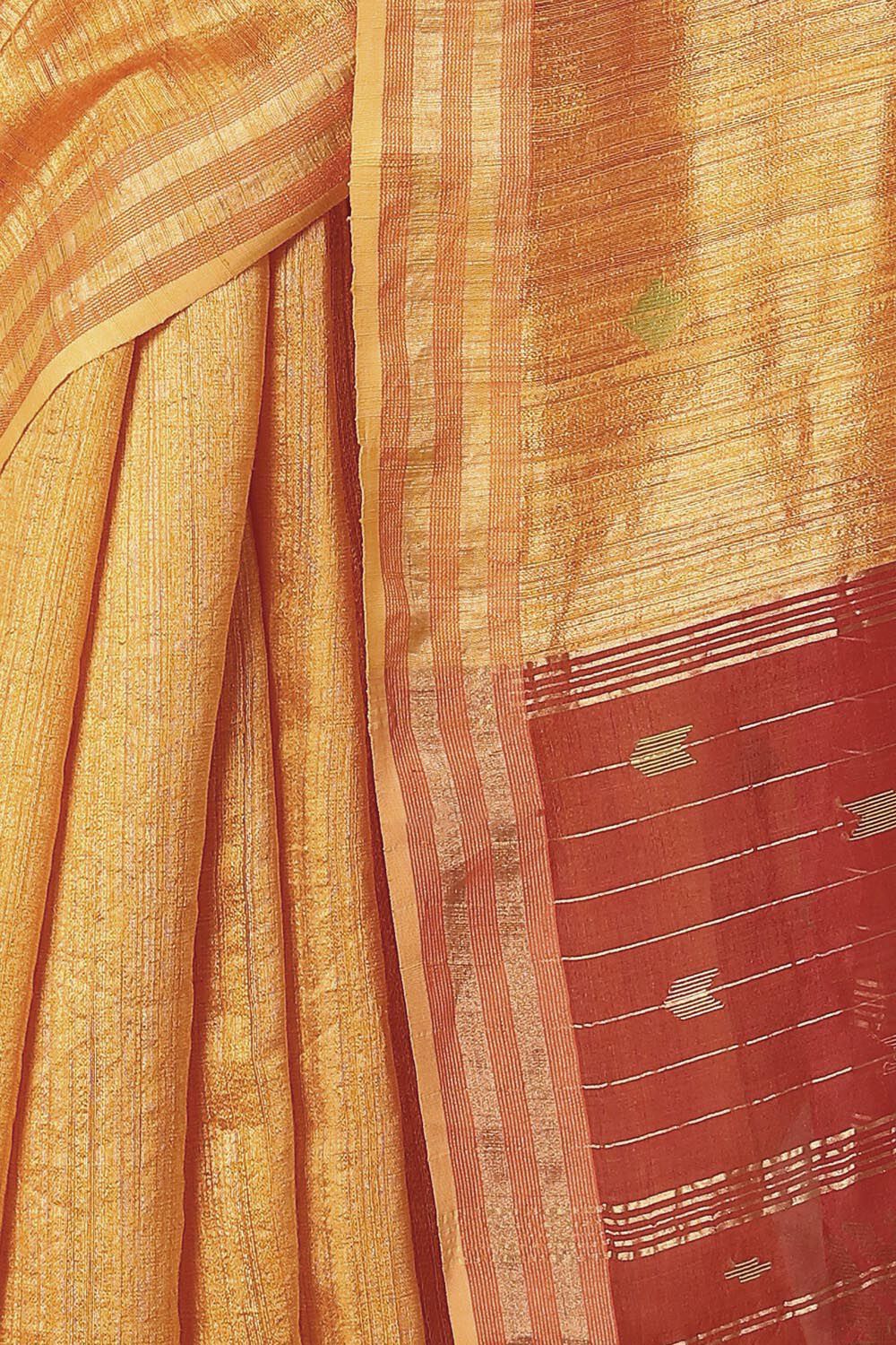 Dark Orange Pure Silk Vanya Bengal Jamdani Saree image number null