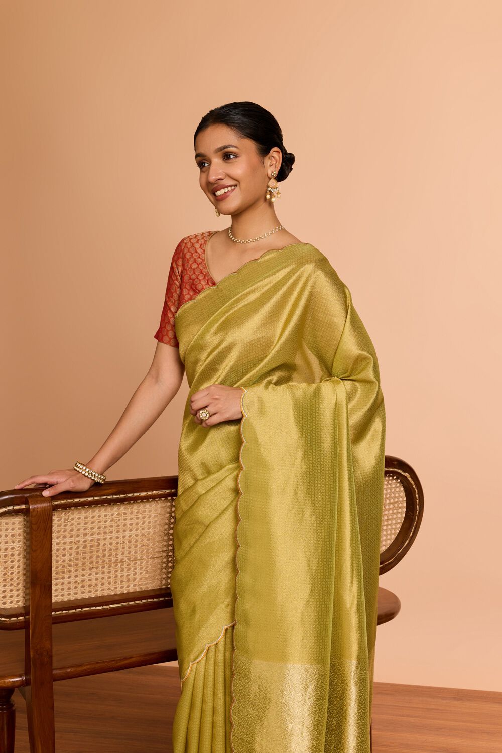 Light Green  Viscose Tissue Woven Saree image number null
