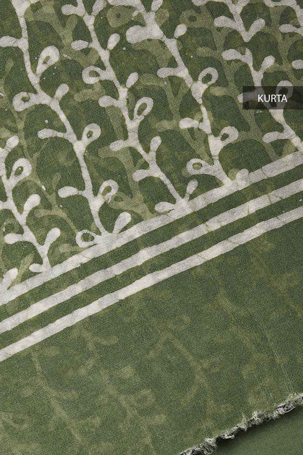 Green Block Printed Silk Cotton Suit image number null