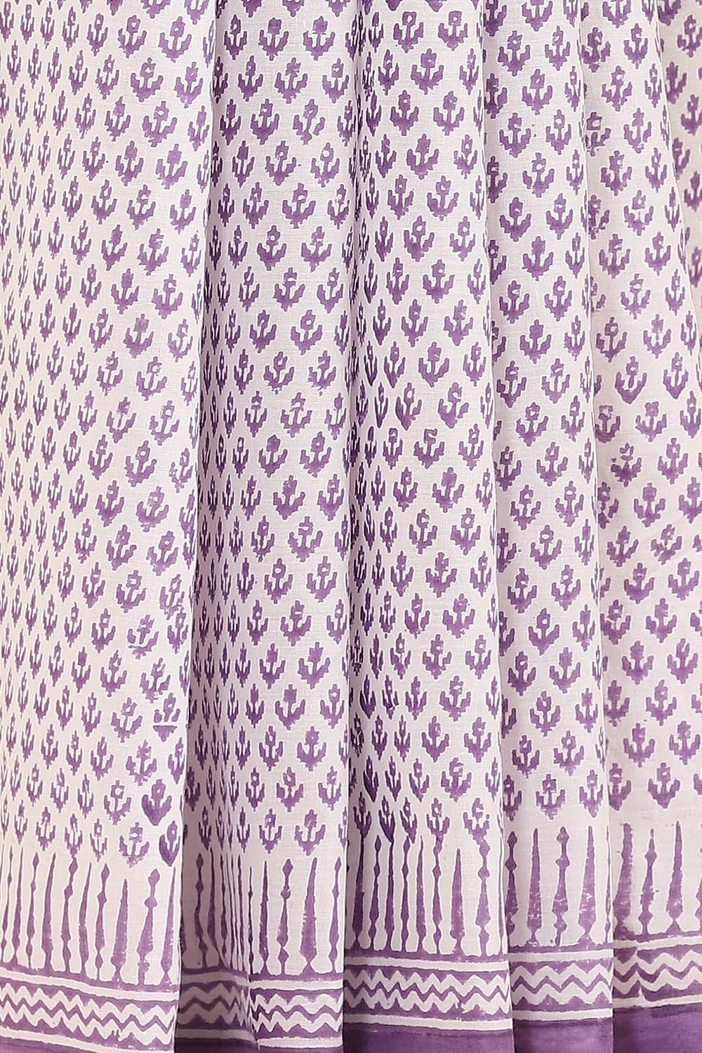 Off Pure White Cotton Sanganeri Printed image number null