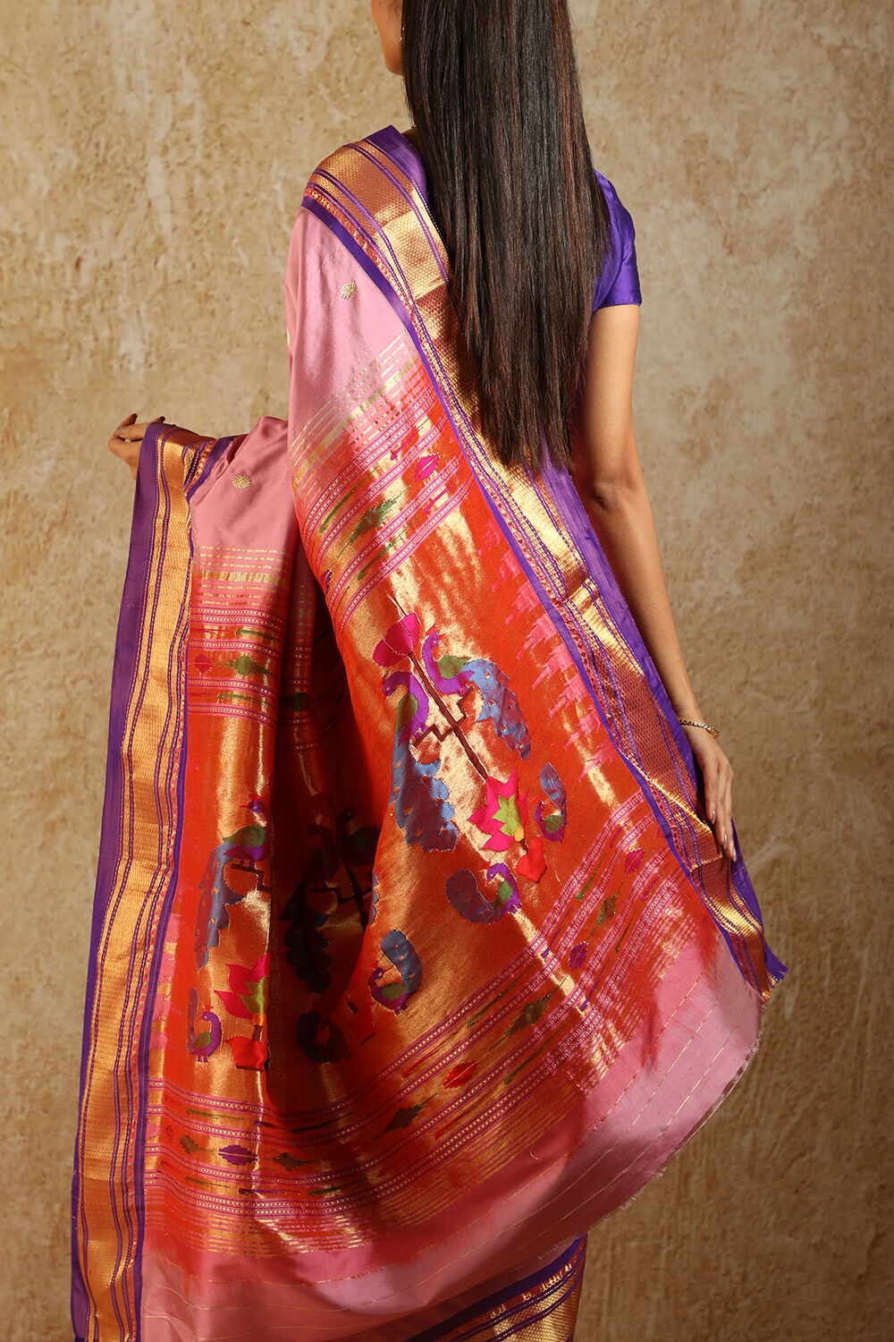 Pink Tapestry Pure Silk Paithani Saree image number null
