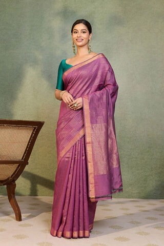 Purple Chattisgarh Woven Pure Tussar Silk Saree thumbnail image number null