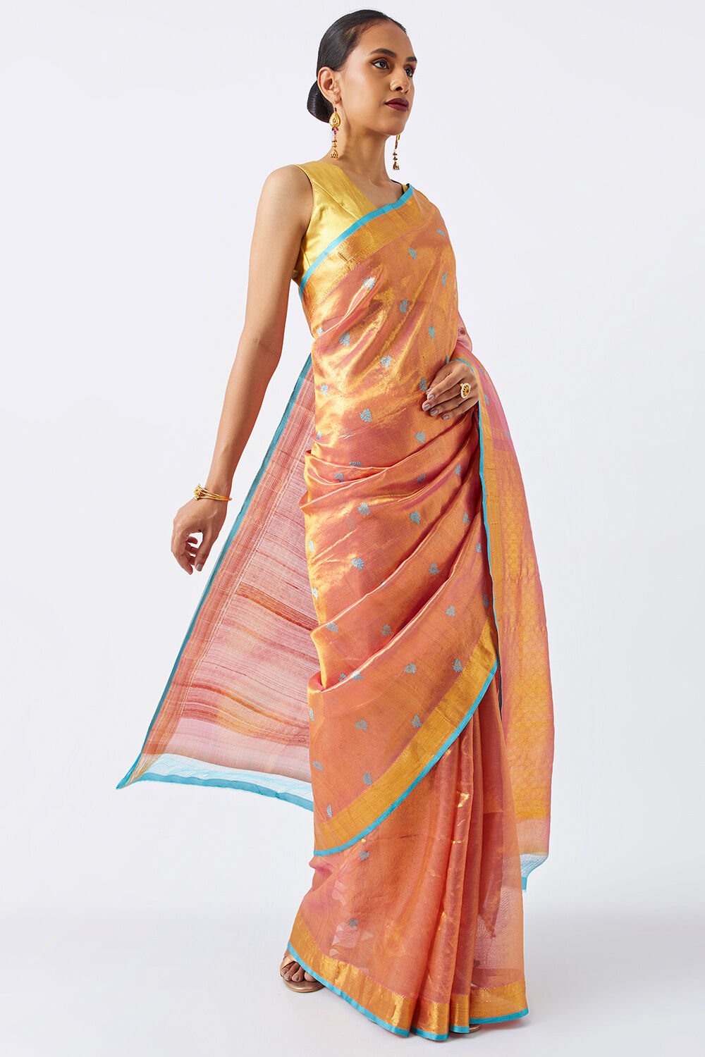 Light Pink Pure Organza Tissue Kanjivaram Saree image number null