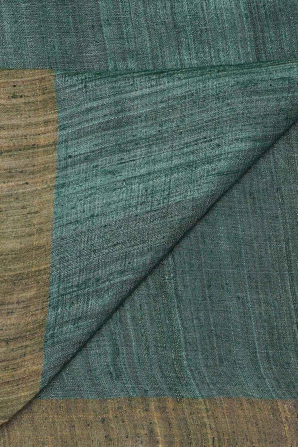 Green Pure Silk Tussar Jamdani Saree image number null