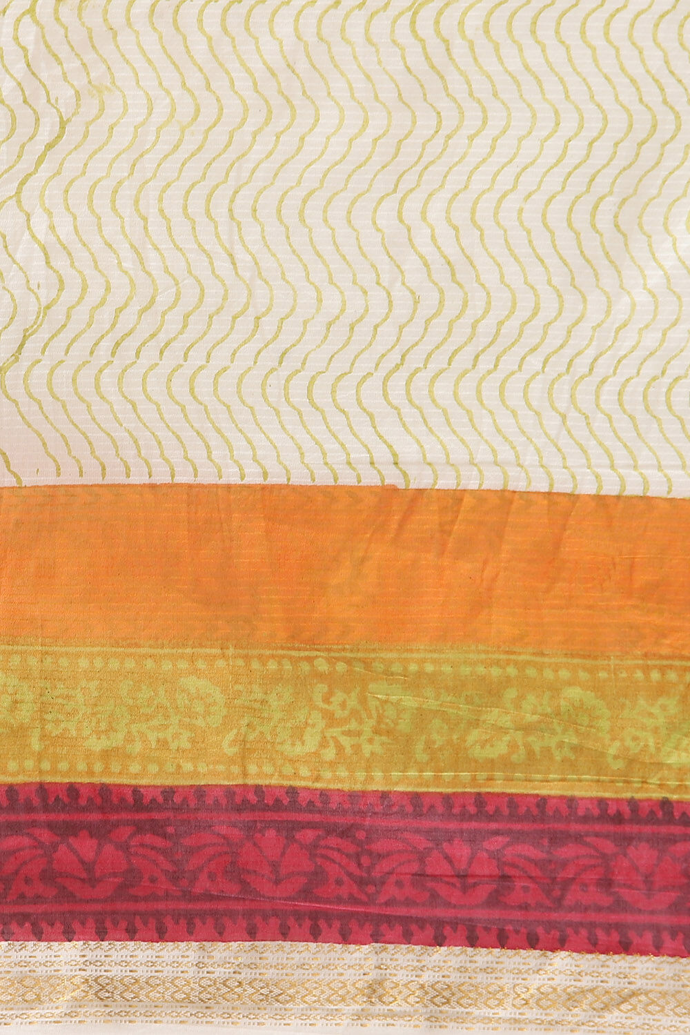 Off White Pure Silk Cotton Sanganeri Printed Saree image number null