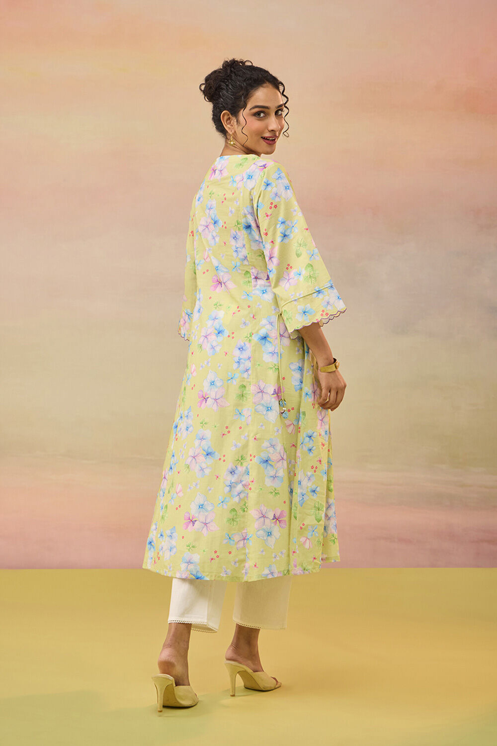 Green Printed Pure Cotton Kurta image number null