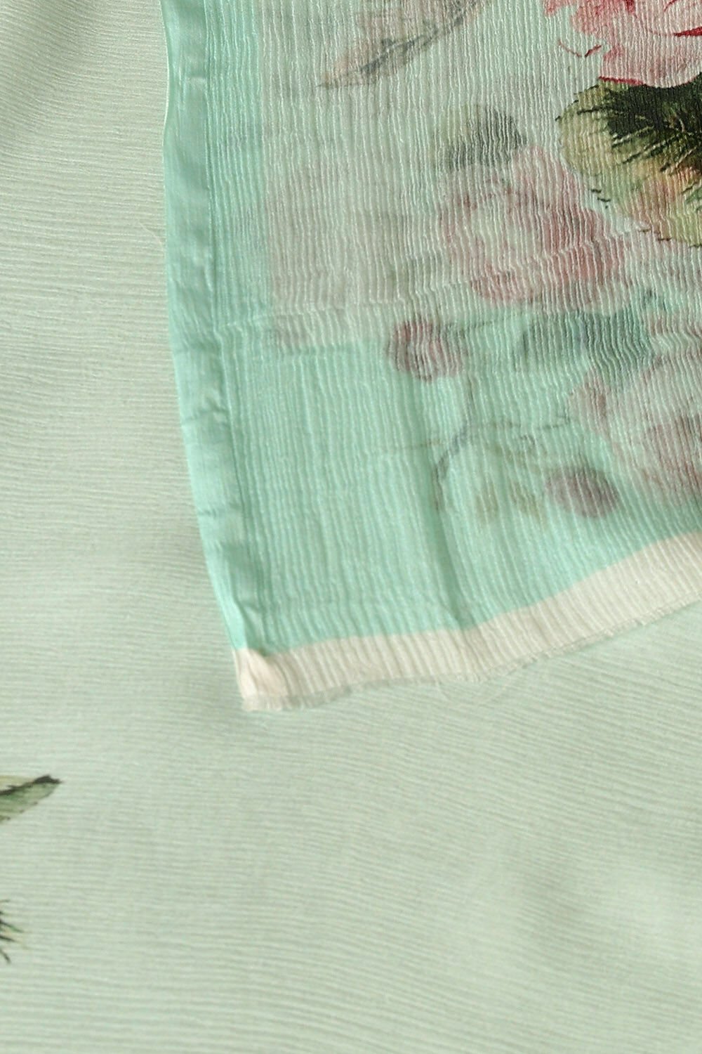 Light Blue Pure Chiffon Digital Printed Saree image number null