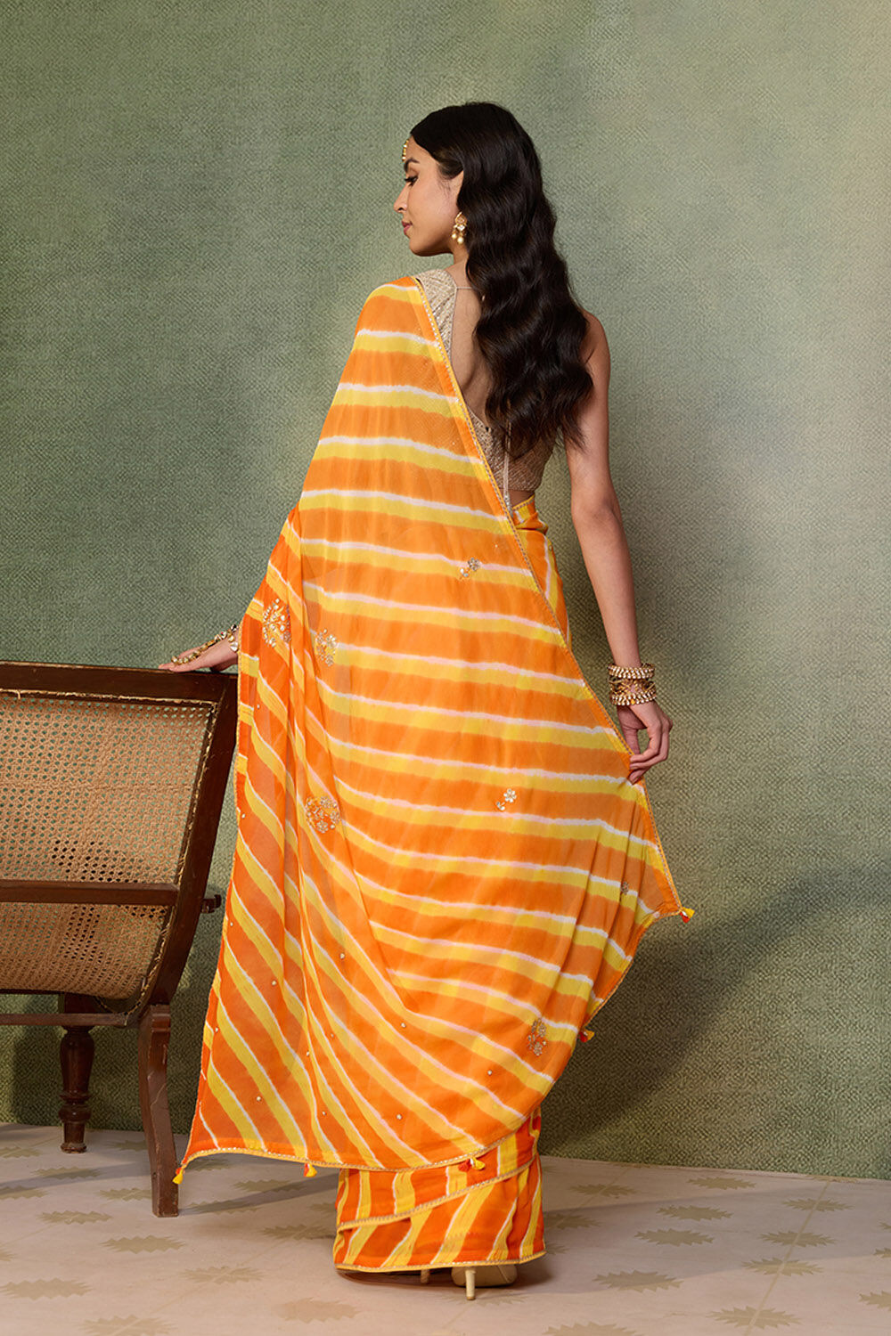 Orange Rajasthan Viscose Georgette Embroidered Saree image number null