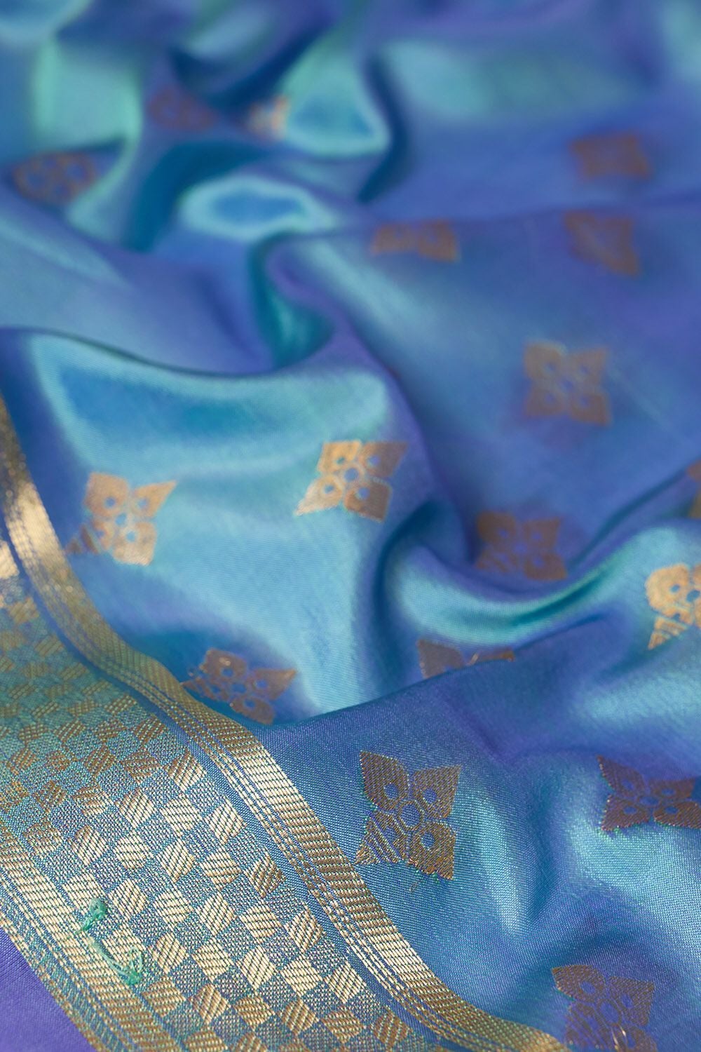 Light Blue Silk Viscose Cutwork Banarasi Inspired Design Saree image number null
