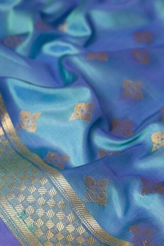 Light Blue Silk Viscose Cutwork Banarasi Inspired Design Saree thumbnail image number null