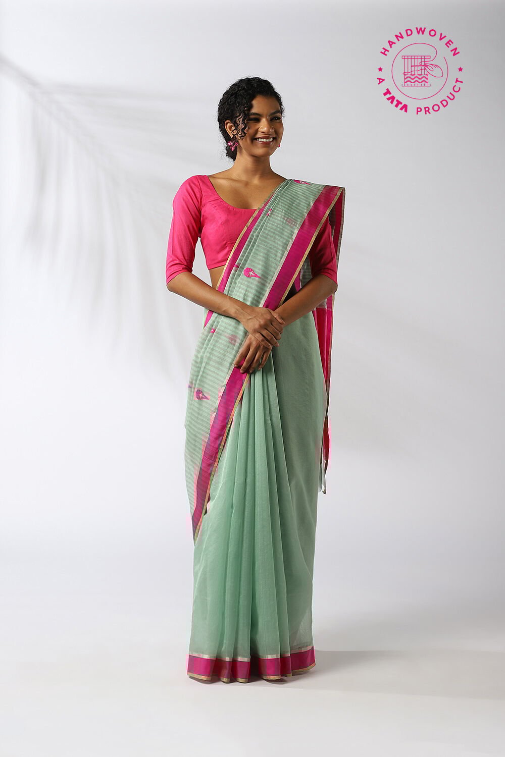 Light Green Pure Silk Cotton Chanderi Saree image number null