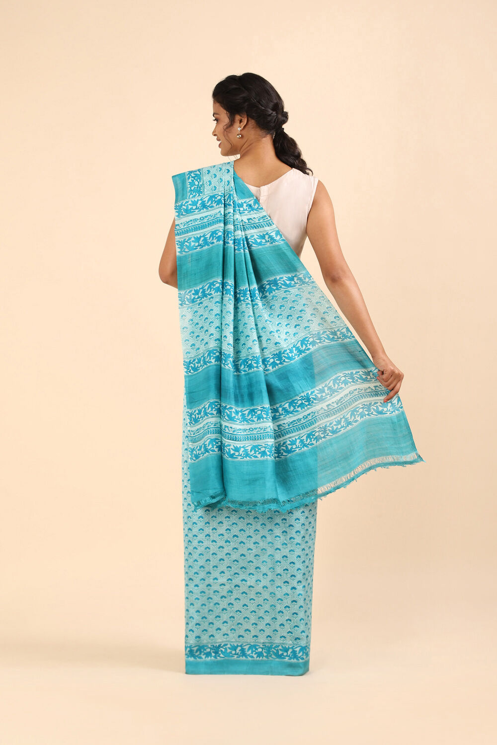 Blue Pure Silk Printed Saree image number null