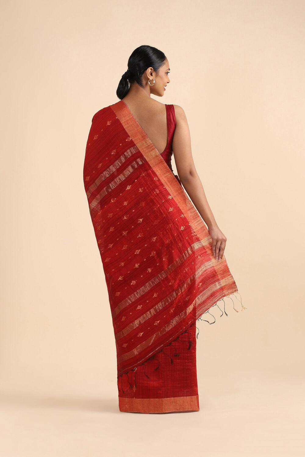 Light Red Pure Pure Silk Vanya Jamdani Saree image number null
