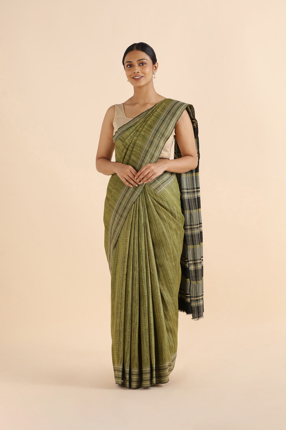 Green Pure Tussar Bhagalpuri Saree image number null
