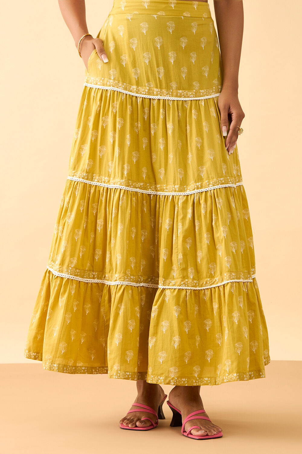Yellow ethnic skirt best sale
