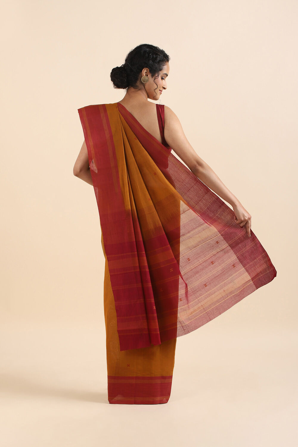Dark Pure Yellow Cotton South Saree image number null